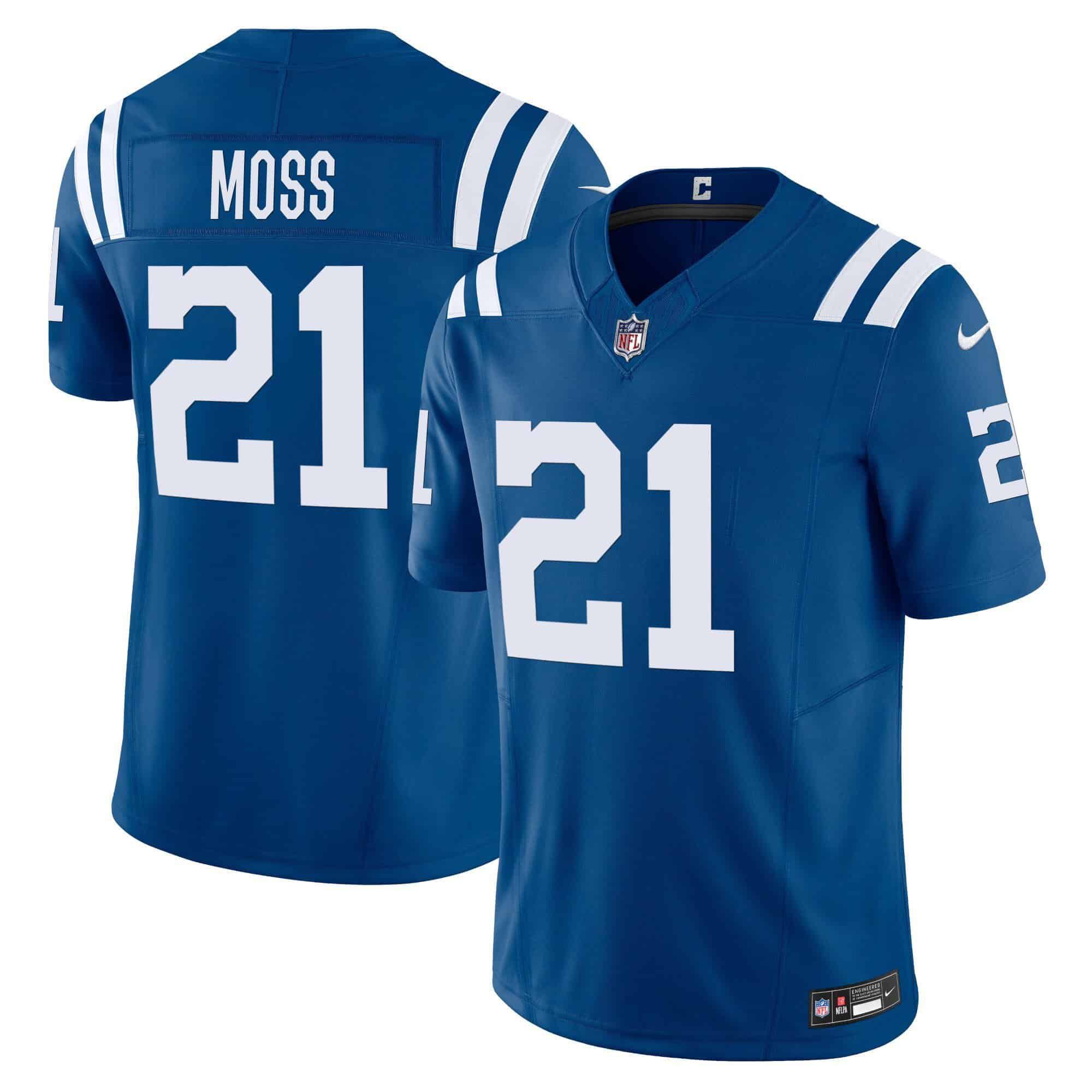 Men Indianapolis Colts 21 Moss Blue 2024 Nike Vapor Limited NFL Jersey style 1